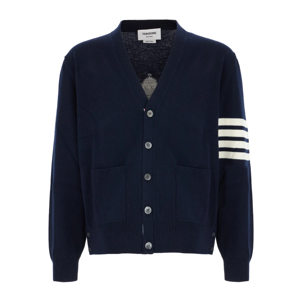 Thom Browne Men's Blue Cardigans, L, Stylish Knitwear Collection