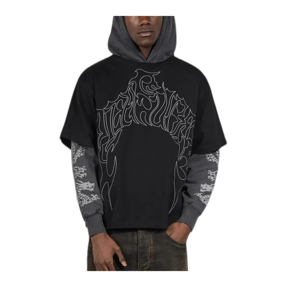 Pleasures Homme Noir Sweatshirts Et Sweats À Capuche, Taille: Xl Dragon Layered Sweat À Capuche