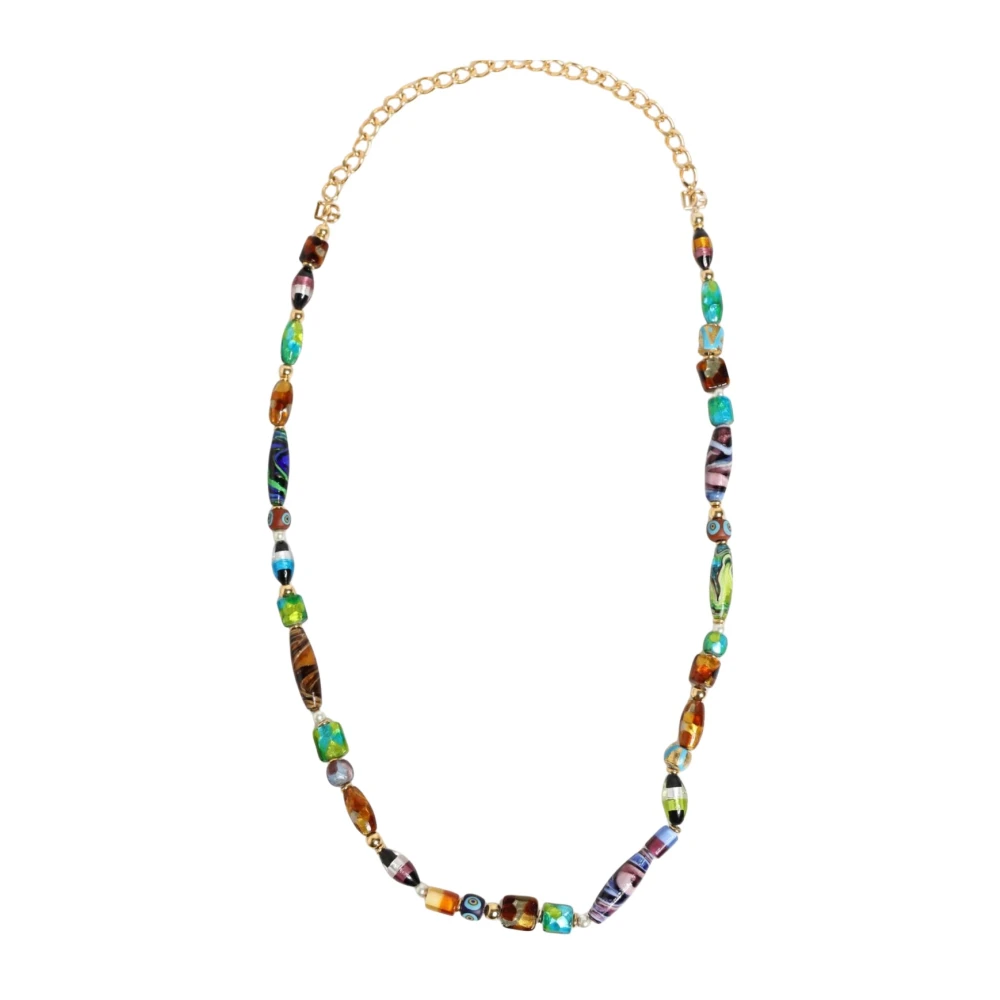 Dolce & Gabbana Women's Gold Multicolor Murano Glass Beads Necklace