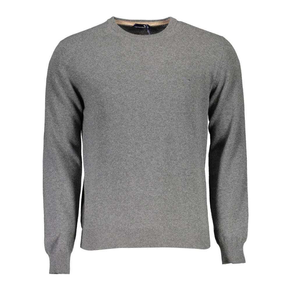 Harmont & Blaine Men's Gray Round-Neck Knitwear,, Wool Embroidered Jumper Extra Large