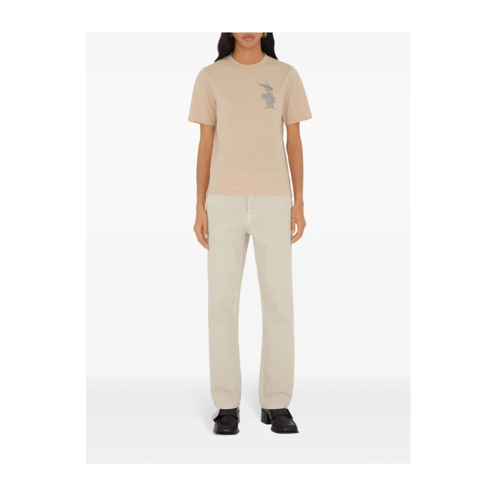 Burberry Beige Katoenen Jersey T-shirt Polo Beige Dames