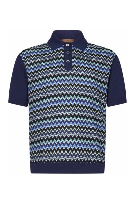 polo-bleu-a-motif-zigzag