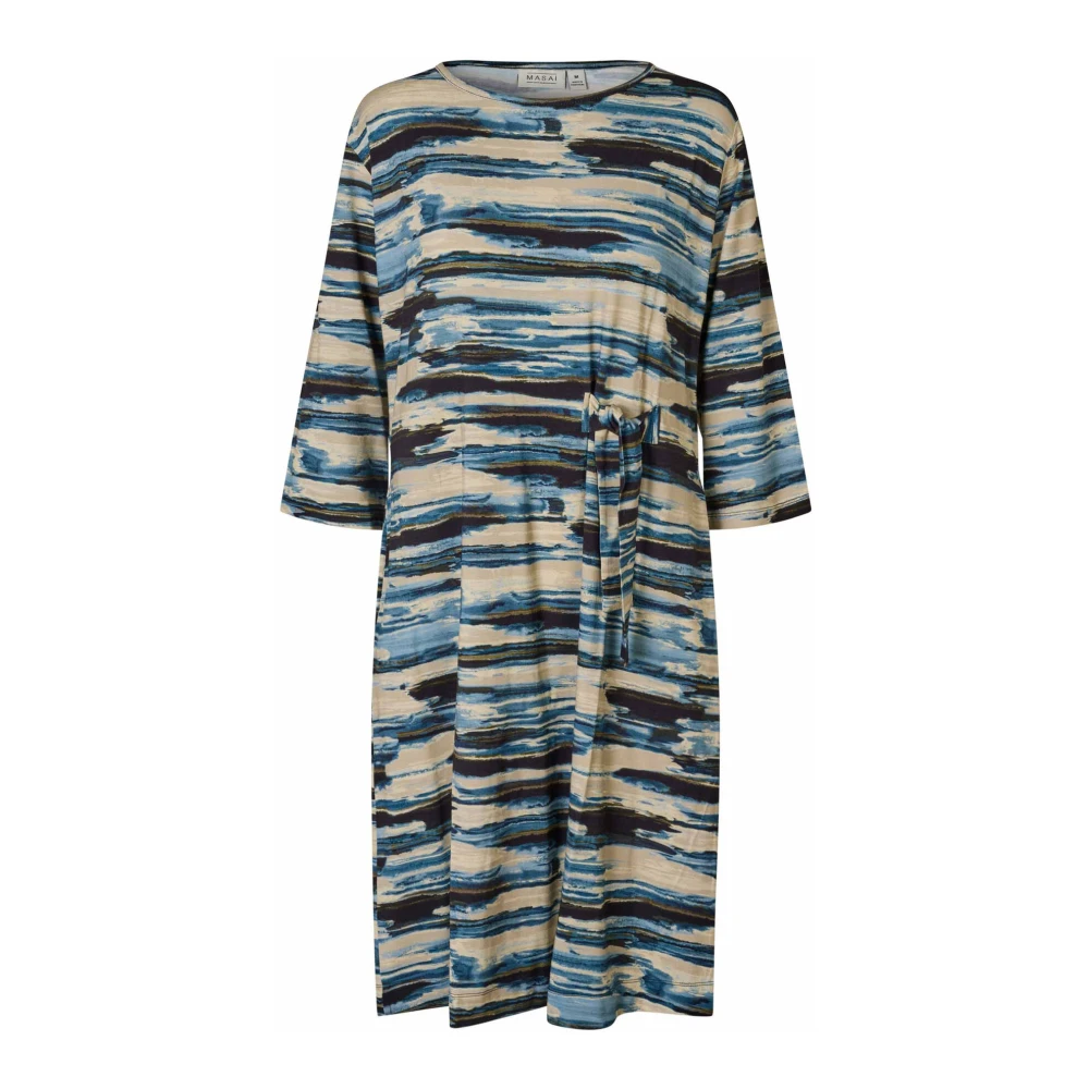 Masai Blauwe Mist Jurk met Knoopdetail Multicolor Dames