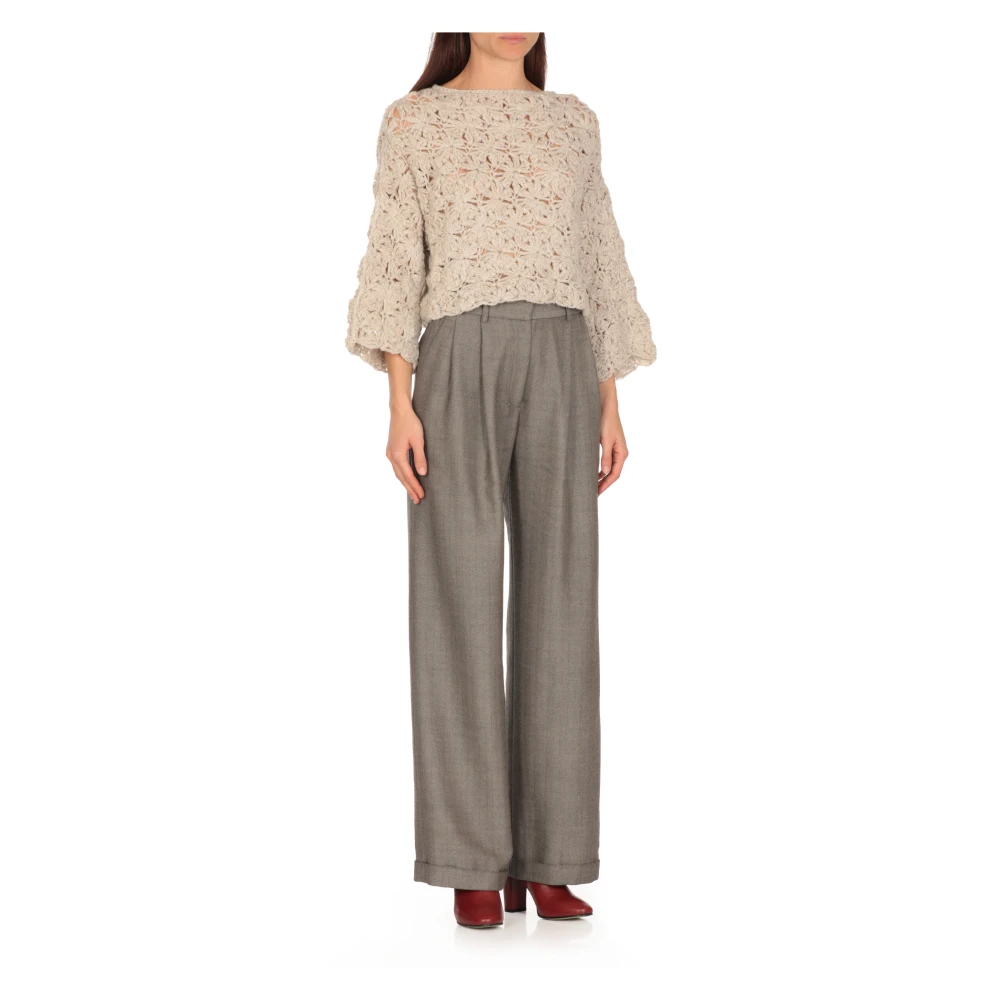 Antonelli Firenze Beige Wollen Trui met Uitgesneden Details Beige Dames