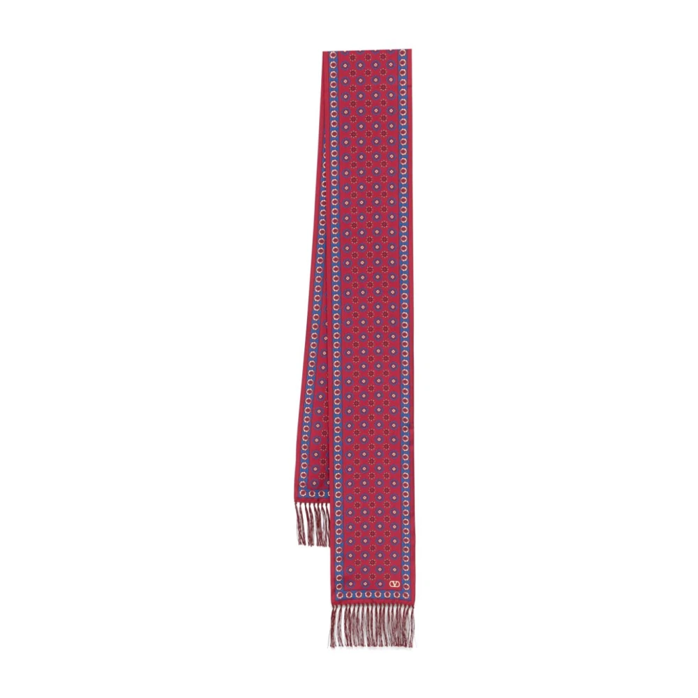 Valentino Garavani Rode Zijden Sjaal Elegante Stijl Multicolor Heren