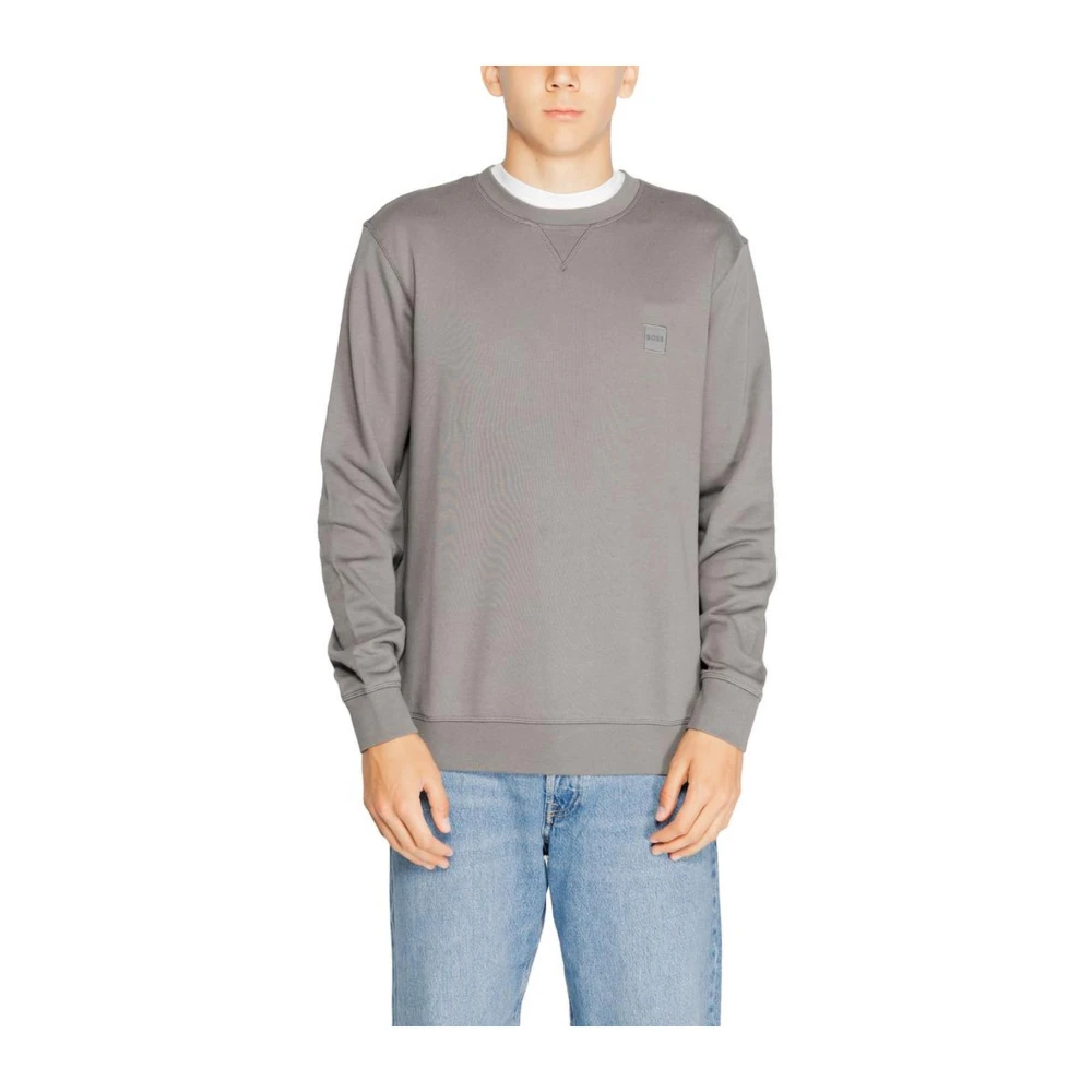 Hugo Boss Katoenen Crewneck Sweater Gray Heren