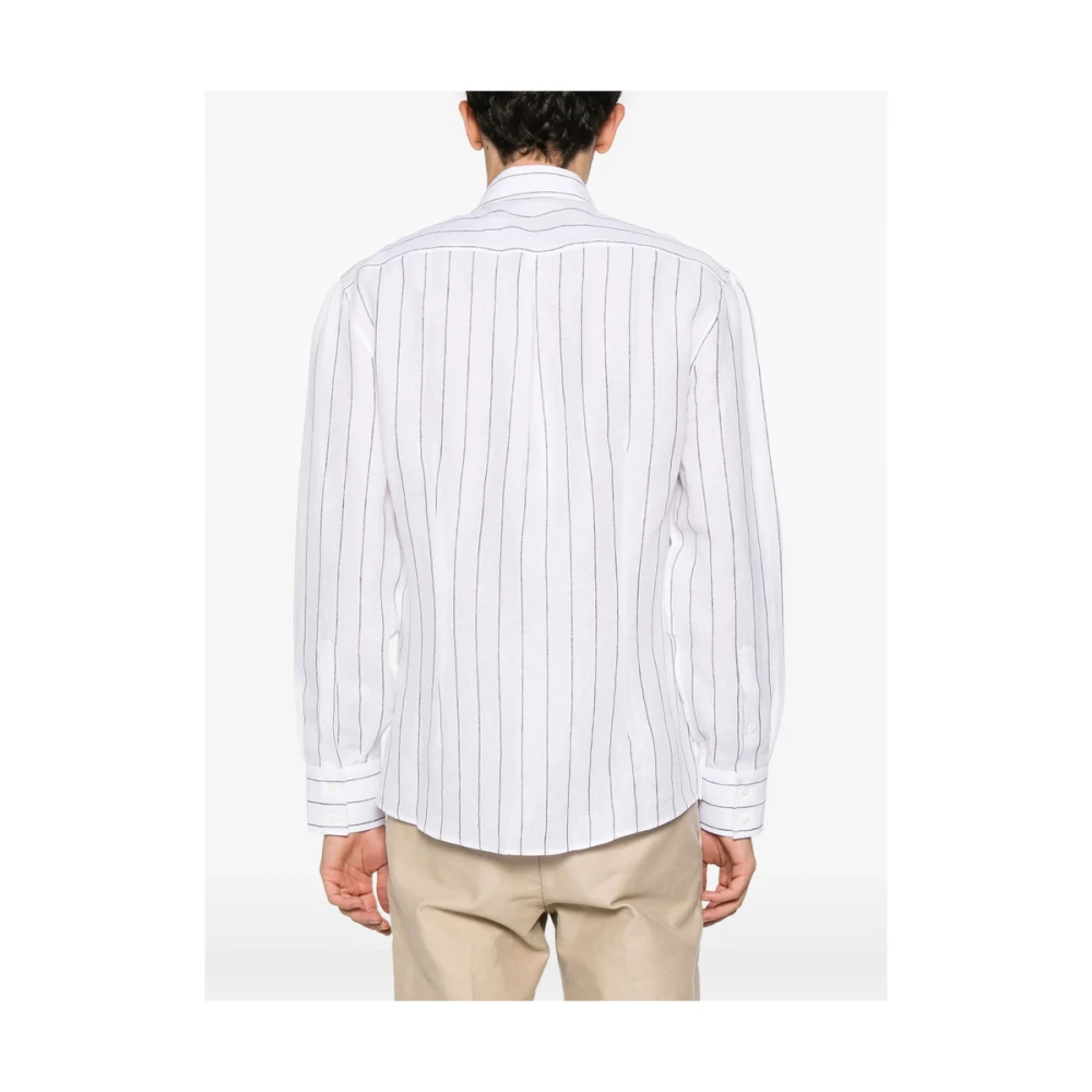 BRUNELLO CUCINELLI Witte Button-Down Overhemd Lange Mouwen White Heren