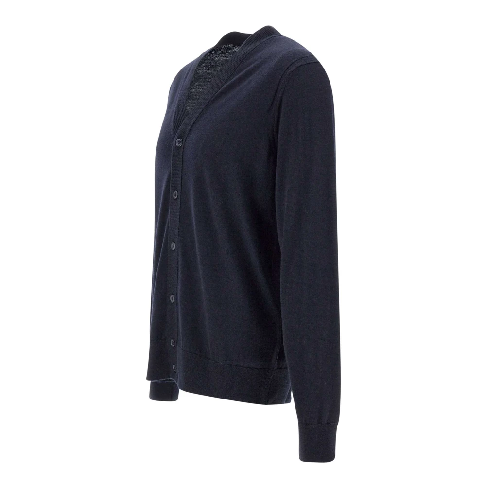 Paolo Pecora Navy Blauw Wol Vest Sweater Blue Heren