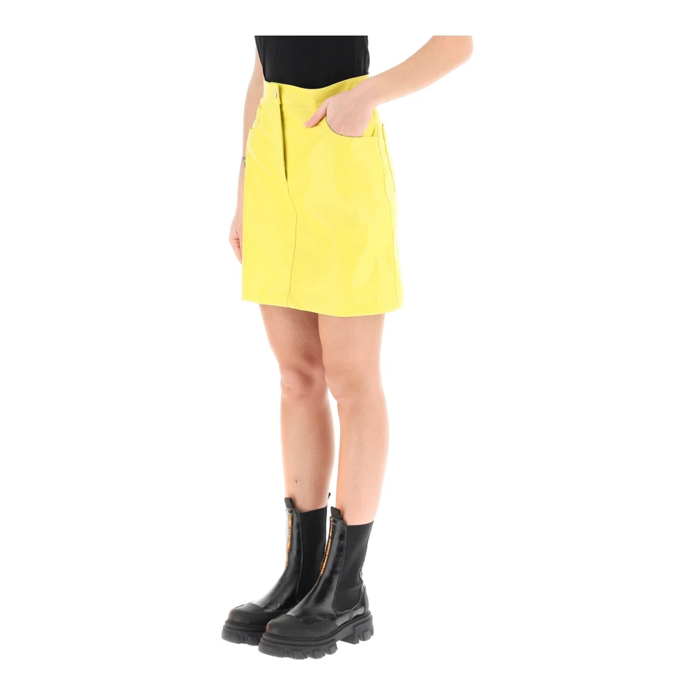 Msgm Faux-Nappa Mini Rok Yellow Dames