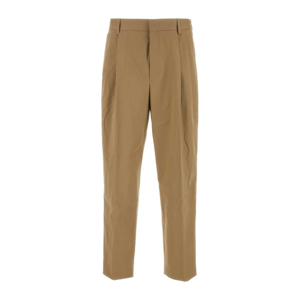 Dries Van Noten Stretch Katoenen Biscuit Broek Brown Heren