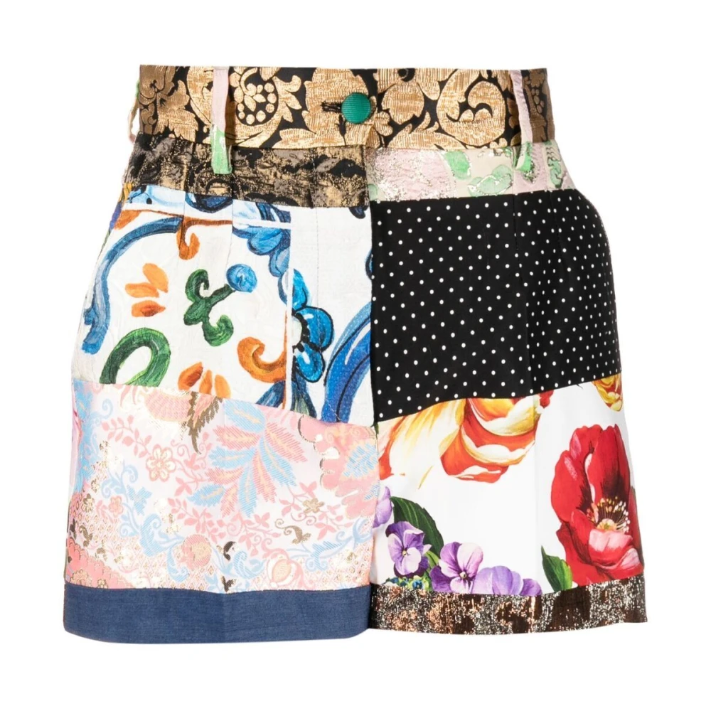 Dolce & Gabbana Women's Multicolor Patchwork Print High Waist Shorts 2XS