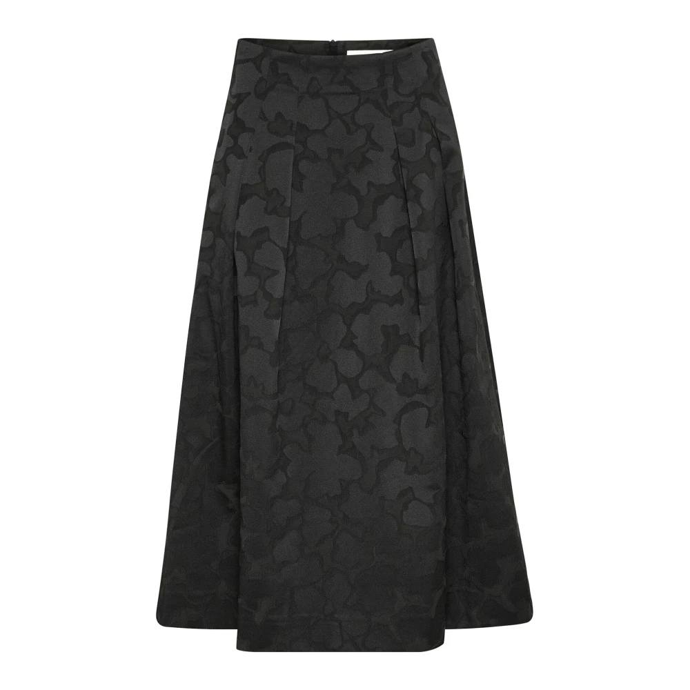 InWear Hoge taille zwarte rok met toon-op-toon patroon Black Dames
