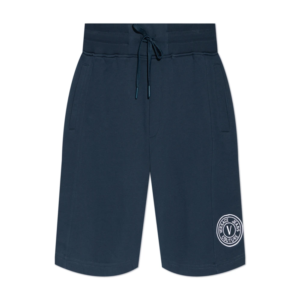 Versace Jeans Couture Shorts met geborduurd logo Blue Heren