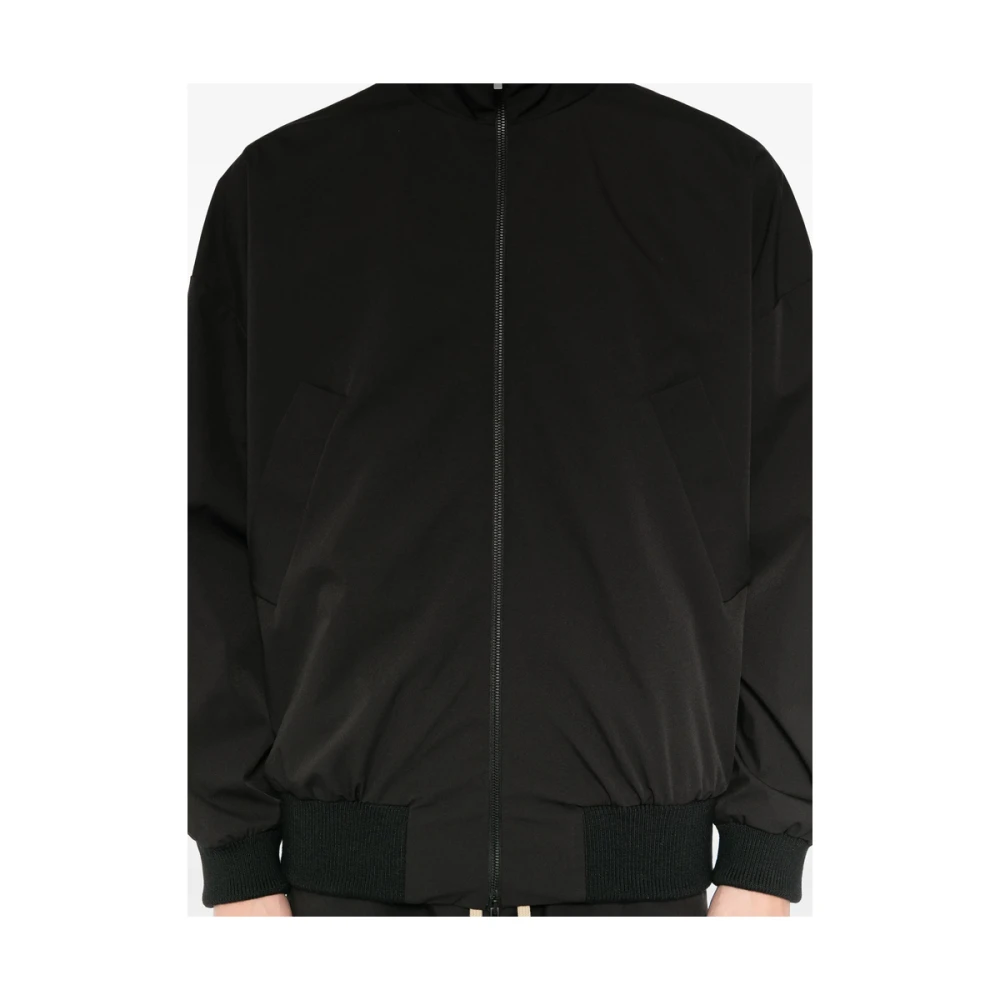 Fear Of God Zwarte Jas met Ritssluiting en Ribdetails Black Heren
