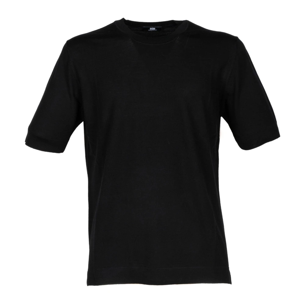 Alpha Studio Zwart Merino Wol T-Shirt Black Heren