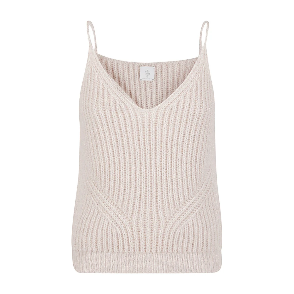 Eleventy Luxe Gebreide Tanktop Wol Mohair Zijde Beige Dames
