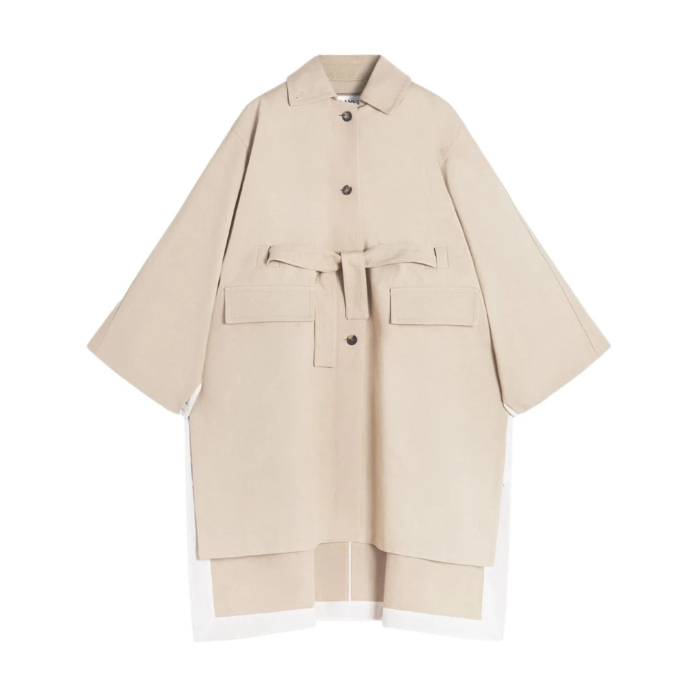 Lanvin Beige Katoenen Gabardine Cape Jas Beige Dames