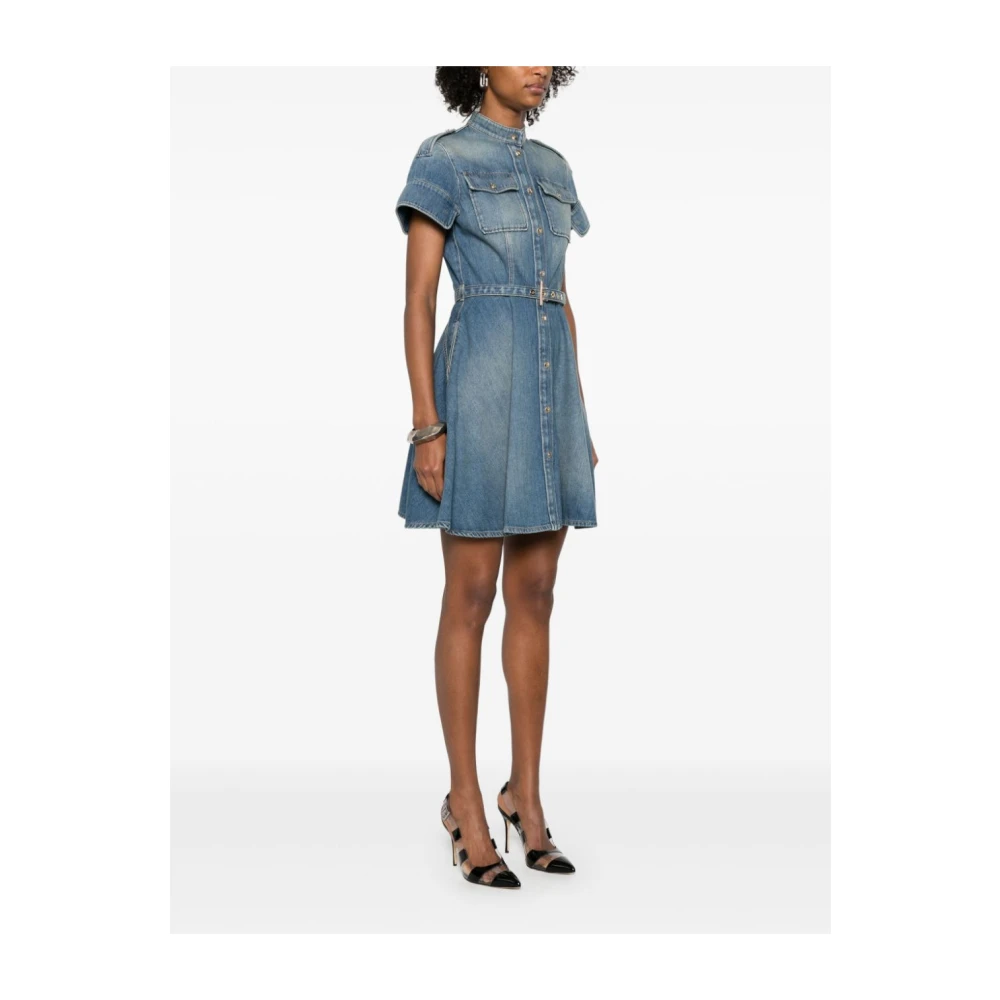 alexander mcqueen Blauwe Denim Overhemdjurk Uitlopend Blue Dames