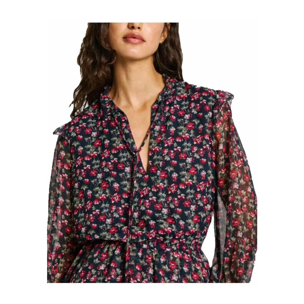 Pepe Jeans Bloemenjurk met transparante mouwen Multicolor Dames