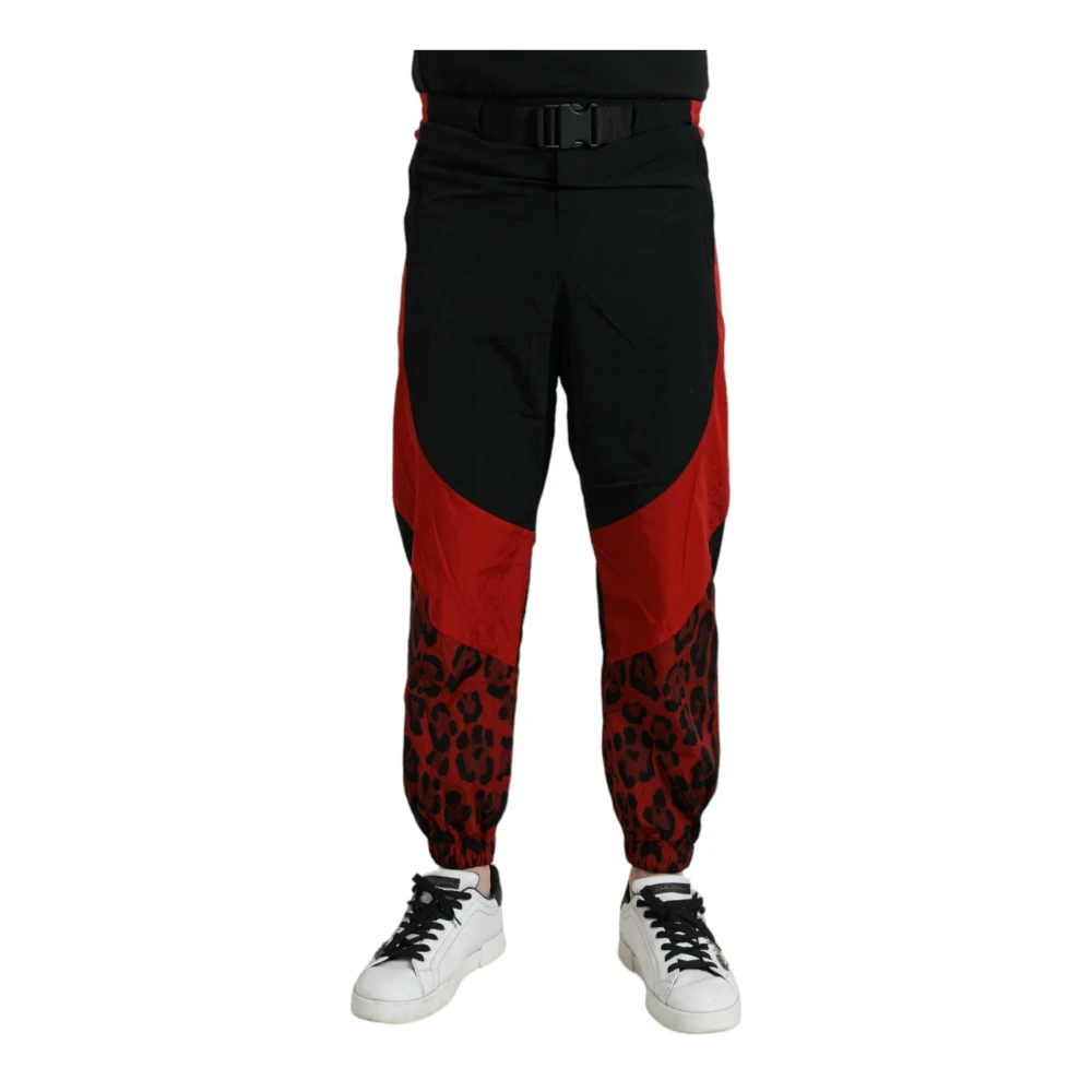 Dolce & Gabbana Men's Black Sweatpants, Xs, Leopard Print Jogger Trousers