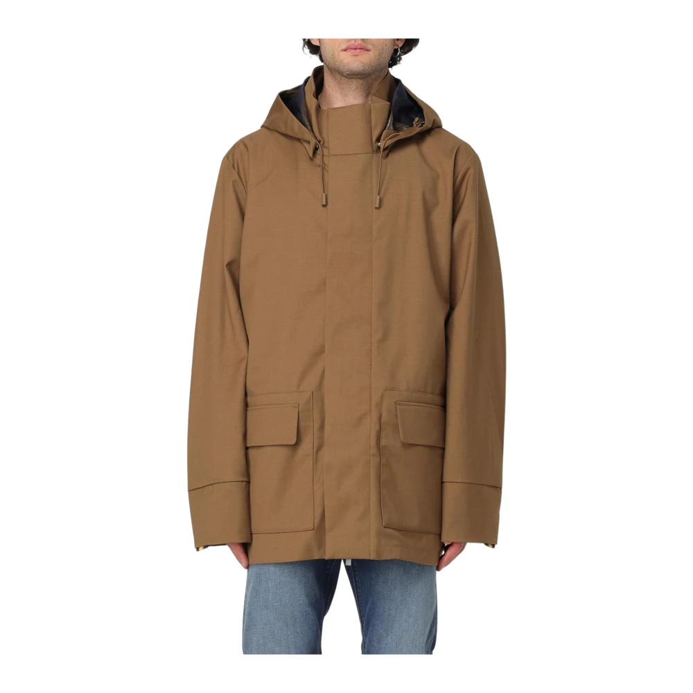 K-Way Men's Brown Hooded Jacket