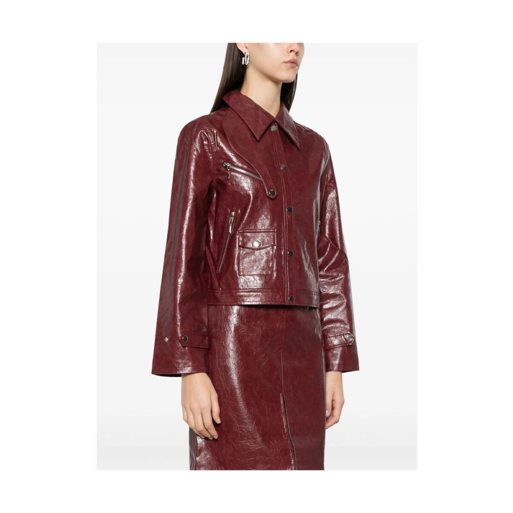 BAUM UND PFERDGARTEN Rood leren bovenkleding met meerdere zakken Red Dames