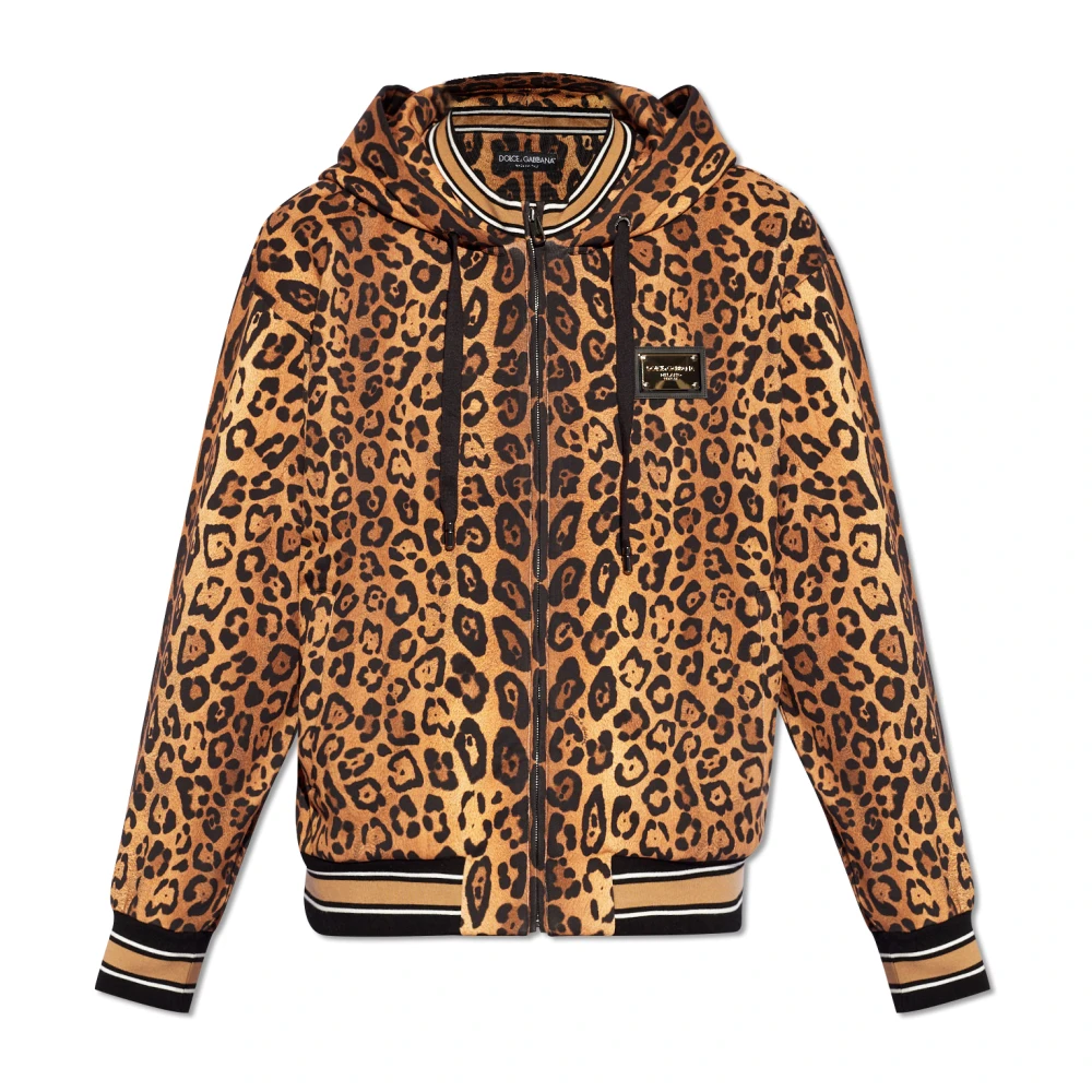 Dolce & Gabbana Hoodie med djurmotiv Brown, Herr