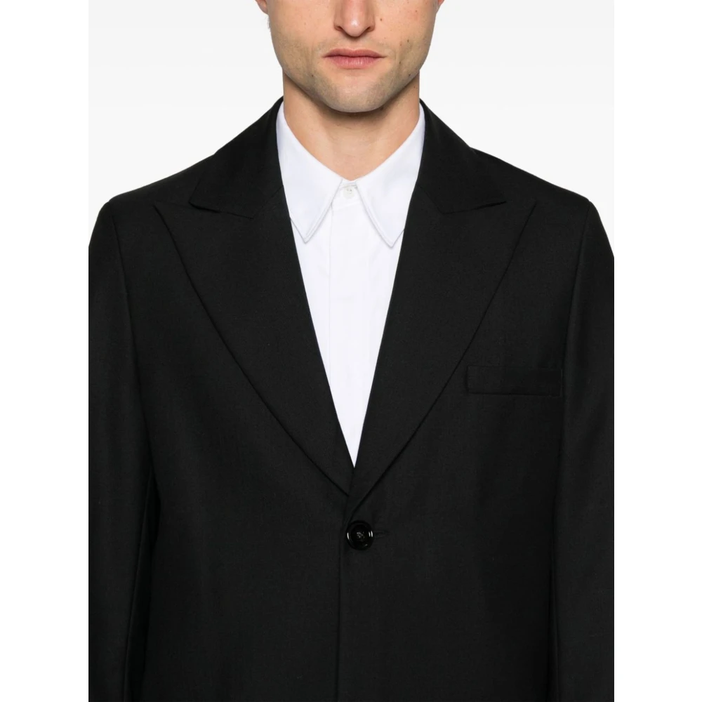 Séfr Zwarte Geweven Blazer Jas Black Heren