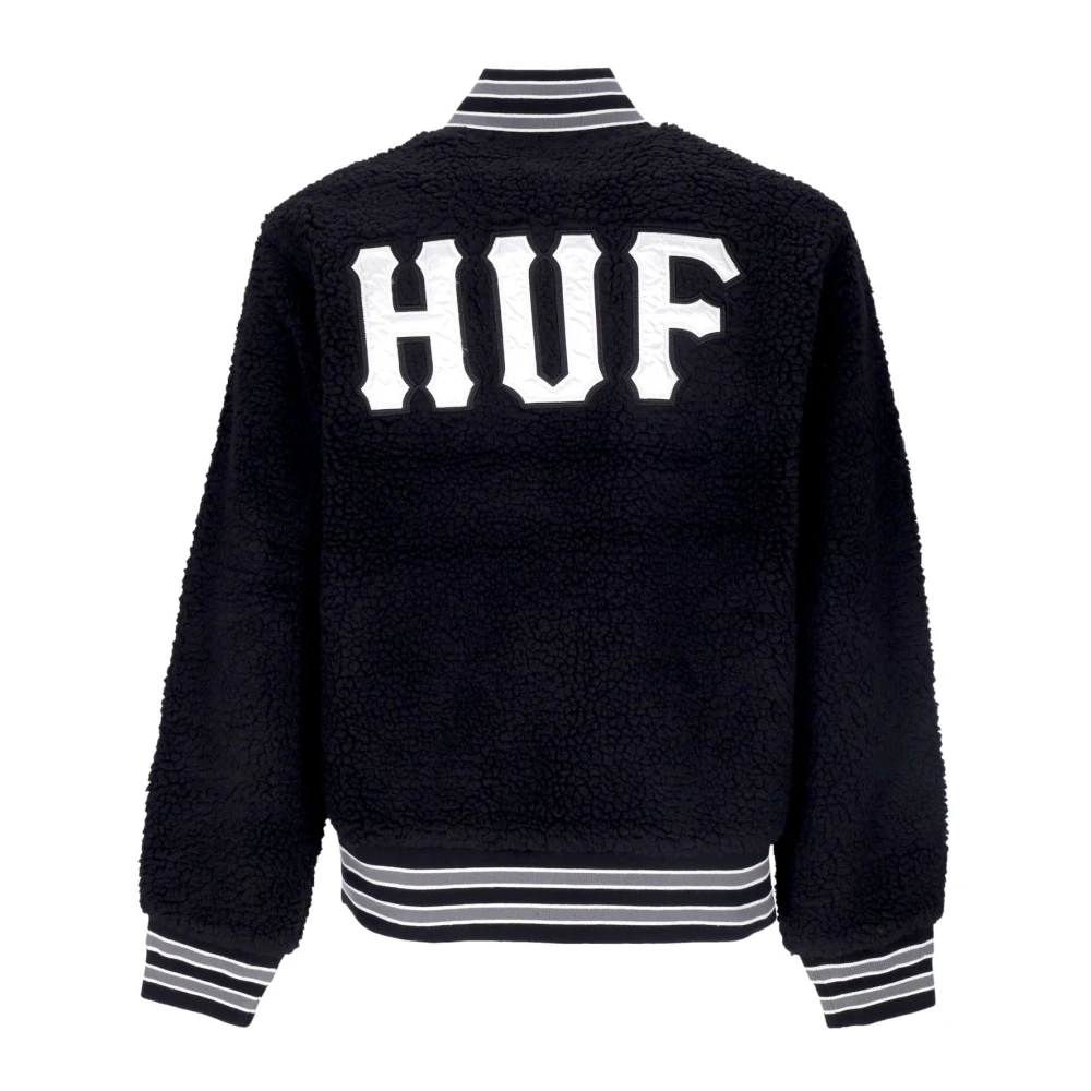 HUF Zwarte Sherpa Varsity Jack met Rits Black Heren