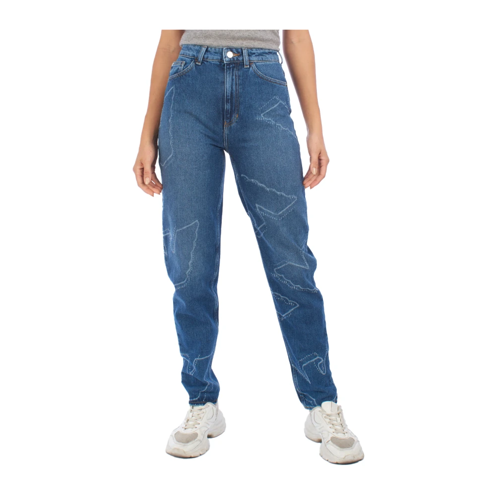 Emporio Armani Vrouw Blauw Denim Jeans Met Relaxte Pasvorm