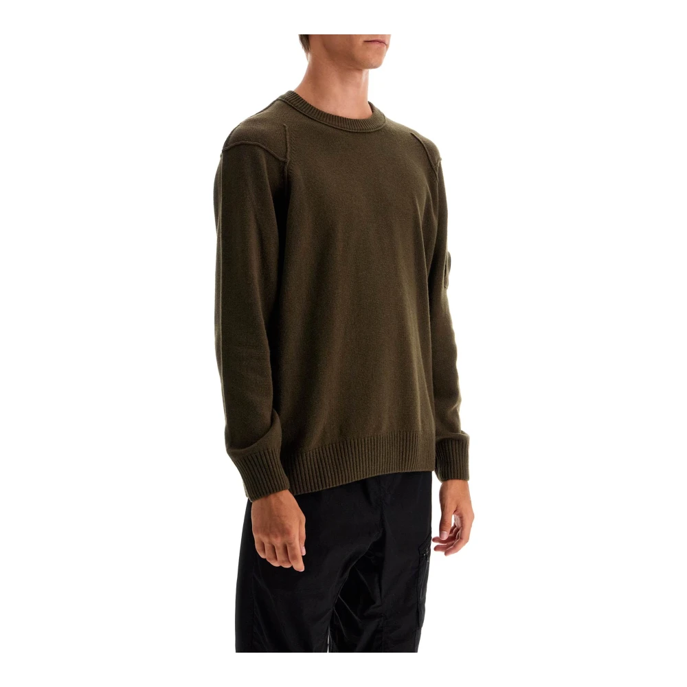 C.P. Company Omgekeerd Gestikte Crewneck Pullover Green Heren