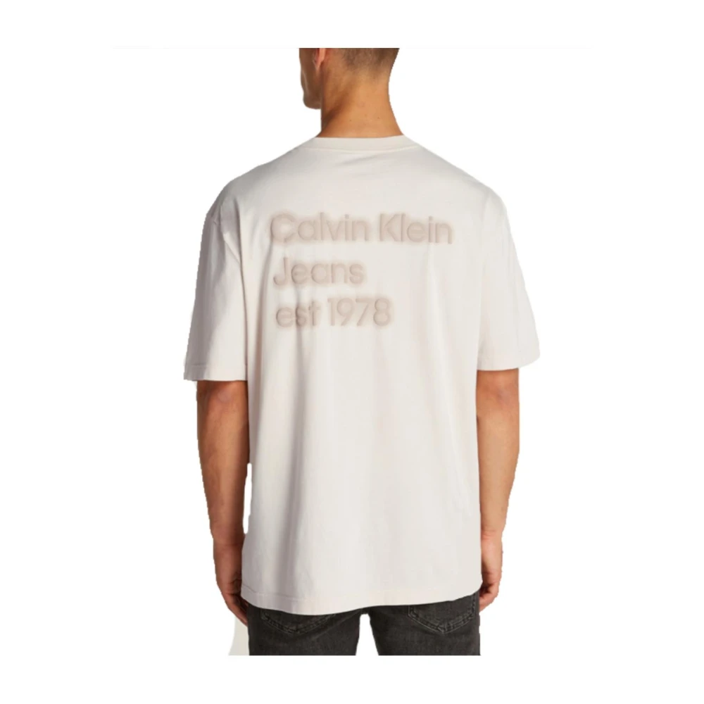 Calvin Klein Minimalistische Puff Print T-shirt Beige Heren