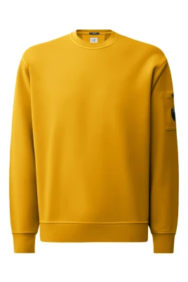 Borstad och emeriserad diagonal fleece crewneck sweatshirt med lins