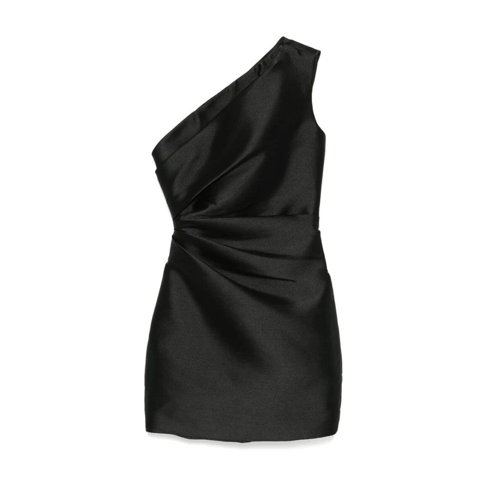 Solace London Zwarte one-shoulder gedrapeerde jurk Black Dames