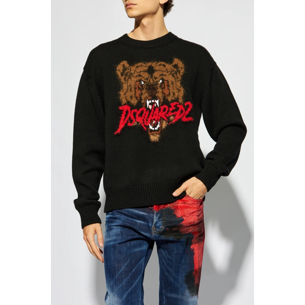 Dsquared2 Wollen trui Black Heren