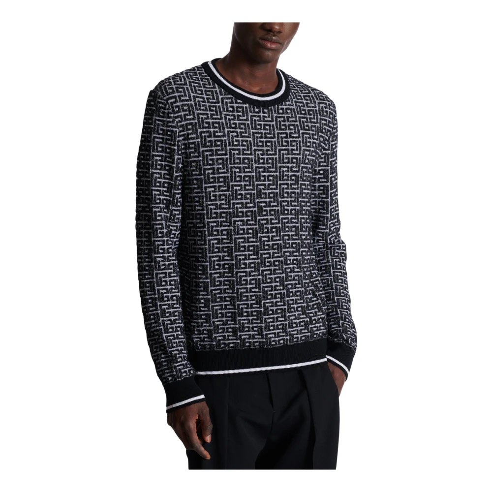 Balmain PB Labyrinth gebreide juper Black Heren