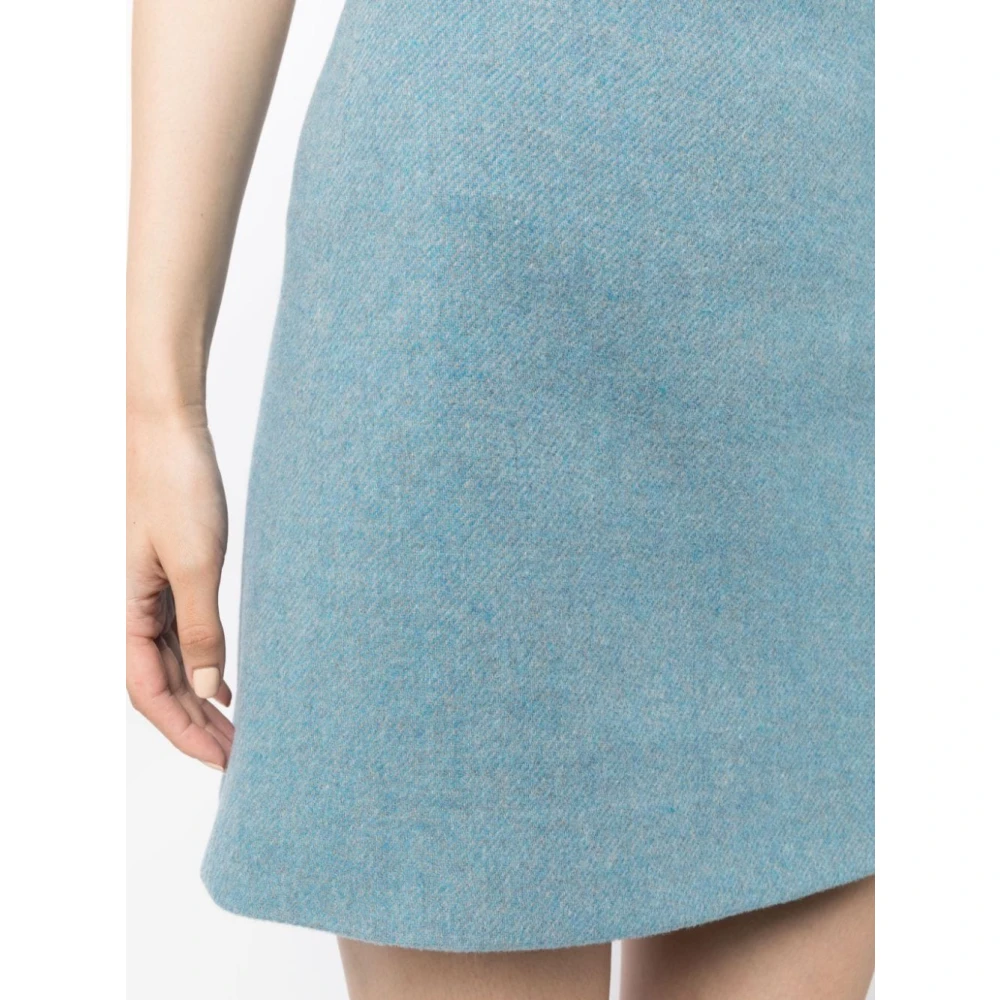 Ganni Blauwe Gerecyclede Wolmix Rok Blue Dames