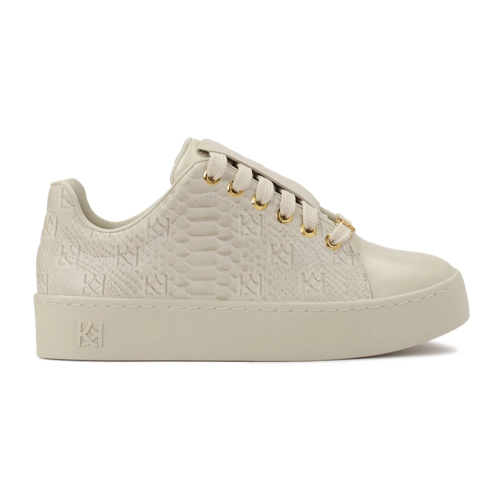 Kazar Comfortabele leren sneakers met reliëfpatroon Dames Schoenen Wit