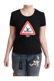 Black Cotton Swim Graphic Triangle Print  T-shirt