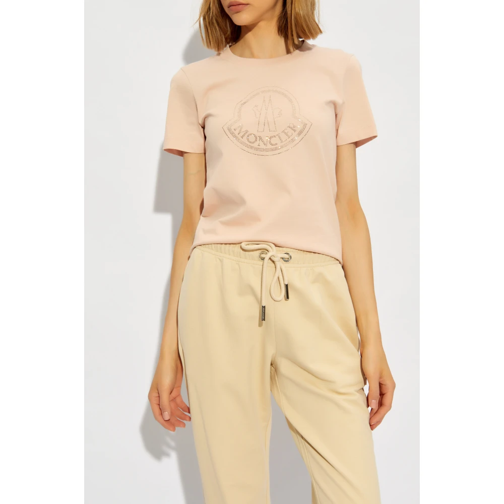 Moncler T-shirt met logo Pink Dames