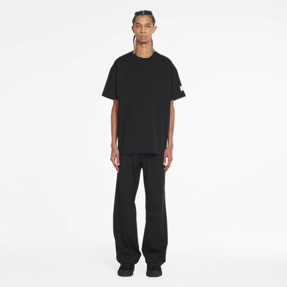Flâneur Zwarte Katoenen T-shirt met Patch Black Heren