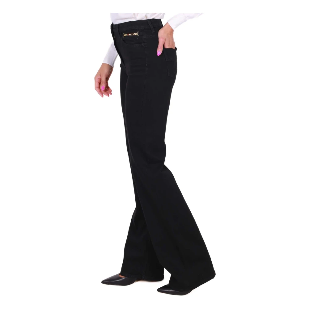 Elisabetta Franchi Flared Bull Denim Jeans in Zwart Black Dames