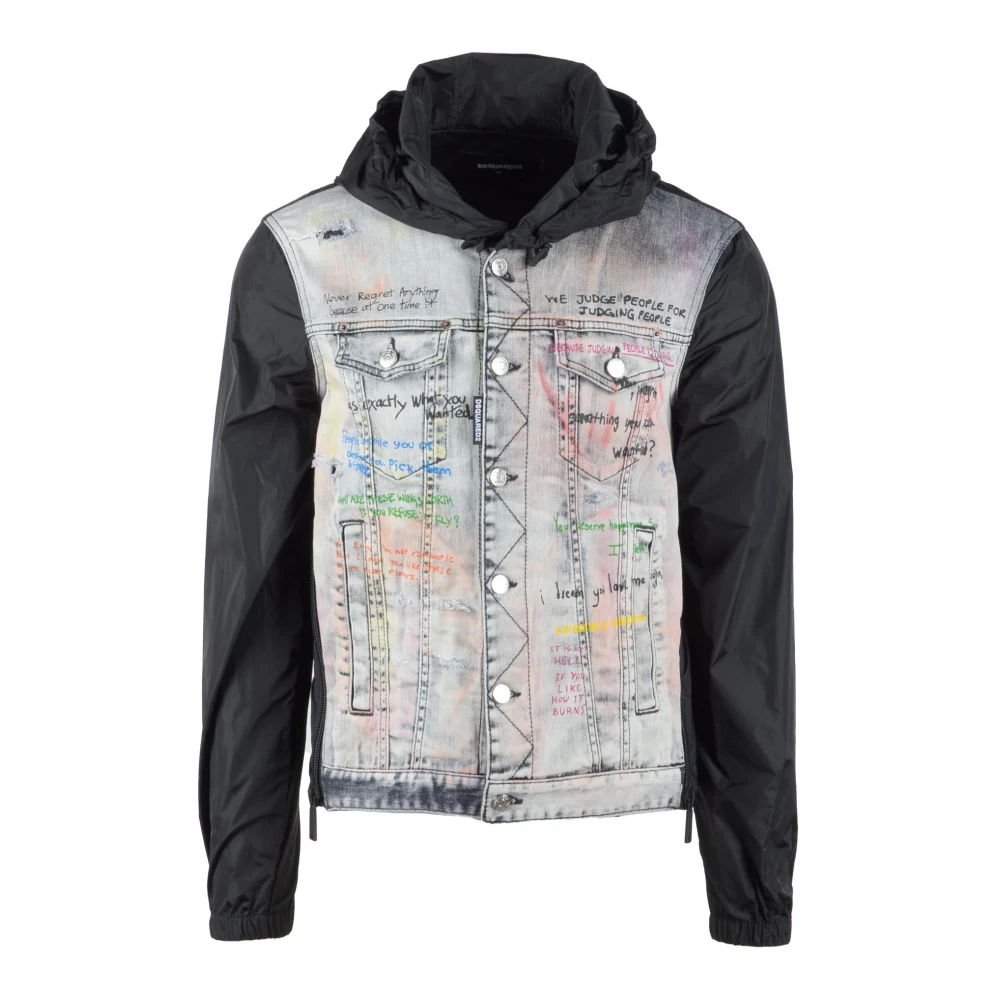 Dsquared2 Stijlvol Katoen Elastaan Buitenkleding Black Heren