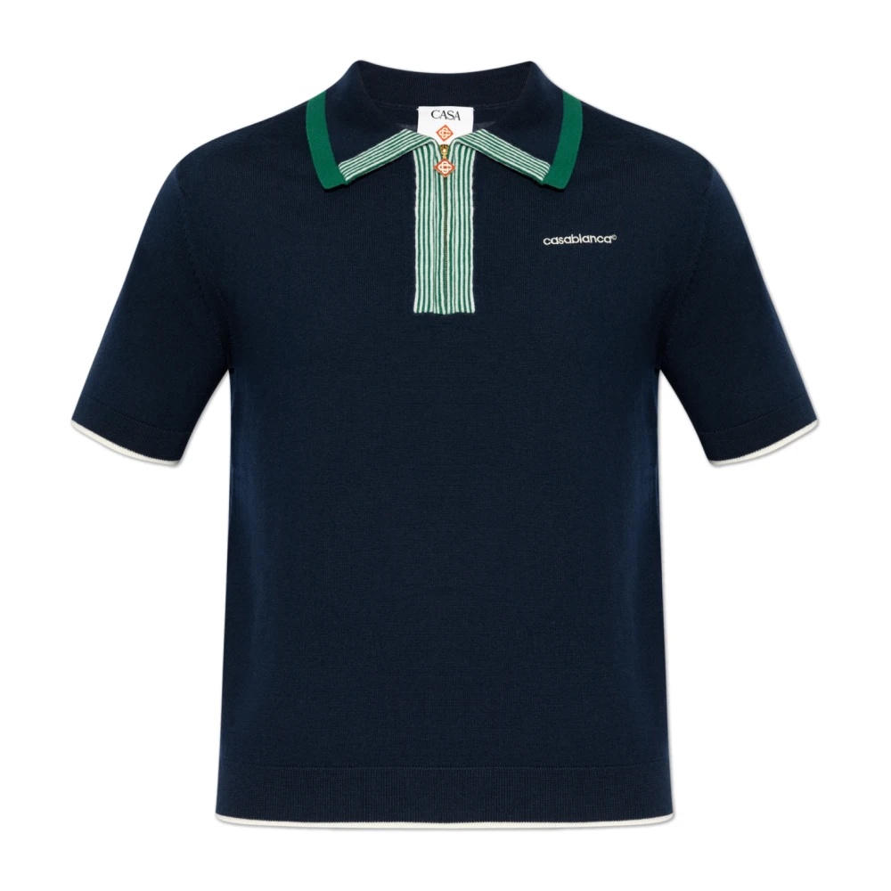 Casablanca Wollen polo met geborduurd logo Blue Heren