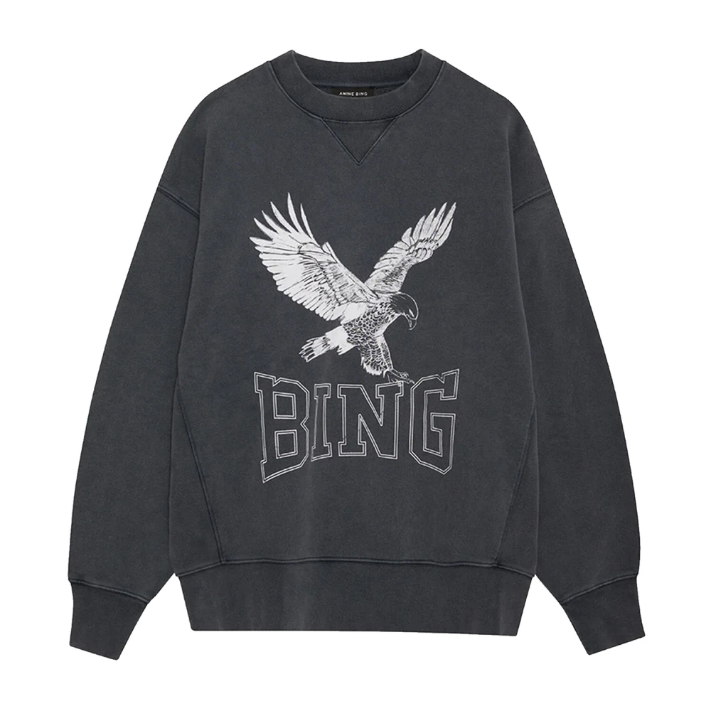 Anine Bing Zwart Gewassen Sweatshirt met Cool Print Black Dames