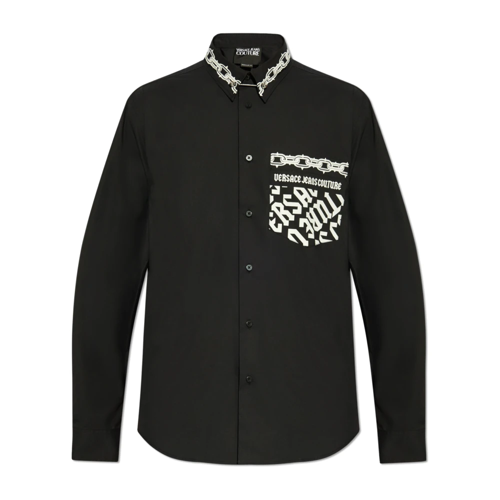 Versace Jeans Couture Zwarte Overhemd voor Moderne Mannen Black Heren