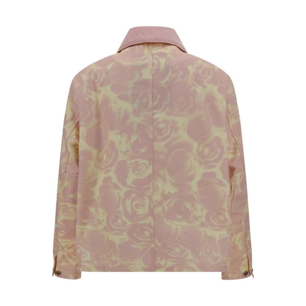 Burberry Fluwelen Kraag Bloemen Denim Jack Multicolor Dames