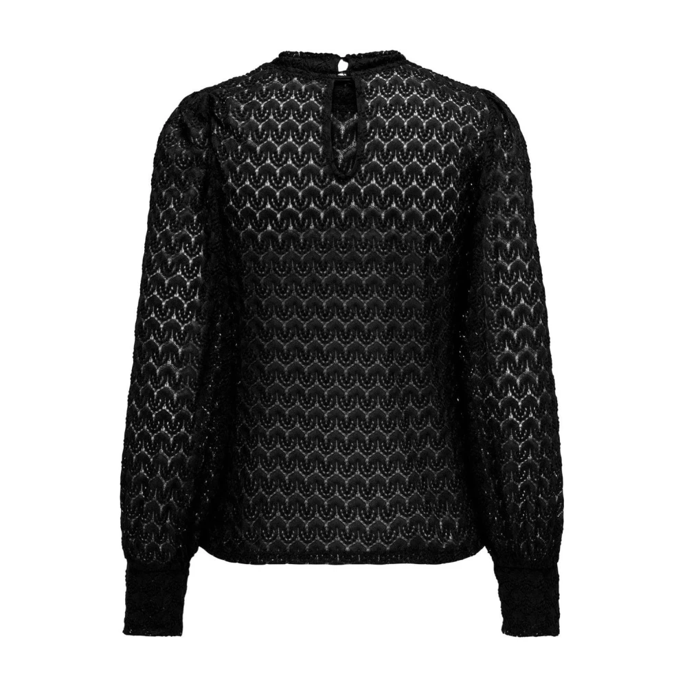 Jacqueline de Yong Zwarte Kant Lange Mouw Top Black Dames