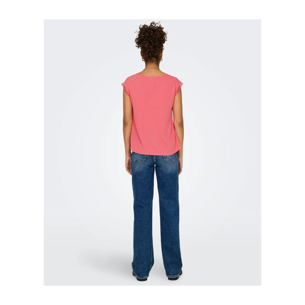 Only Dames V-hals T-shirt Jasmina Pink Dames
