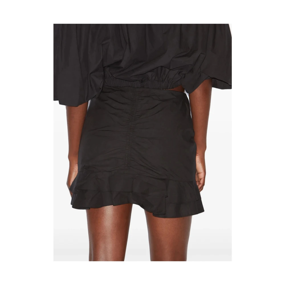 Isabel Marant Étoile Zwarte Katoenen Geplooide A-lijn Rok Black Dames
